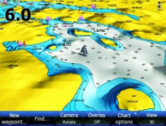 Hĺbkové profily zobrazené na mape sonaru HDS s GPS navigátorom Hĺbkové profily zobrazené na mape sonaru HDS s GPS navigátorom