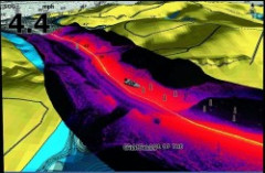 Hĺbkové profily zobrazené na mape sonaru HDS s GPS navigátorom a plastickým vykreslení priestorovej sondy do mapy u HDS Gen2 Hĺbkové profily zobrazené na mape sonaru HDS s GPS navigátorom a plastickým vykreslení priestorovej sondy do mapy u HDS Gen2
